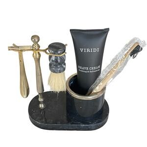 Shaving Kit with Marble Stand Shave Cream Brush Razor Holder